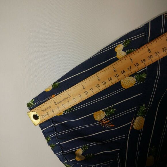Michael Brandon Mens Size M Slim Fit Button Up Shirt Pineapple Tropical Blue - Picture 10 of 11